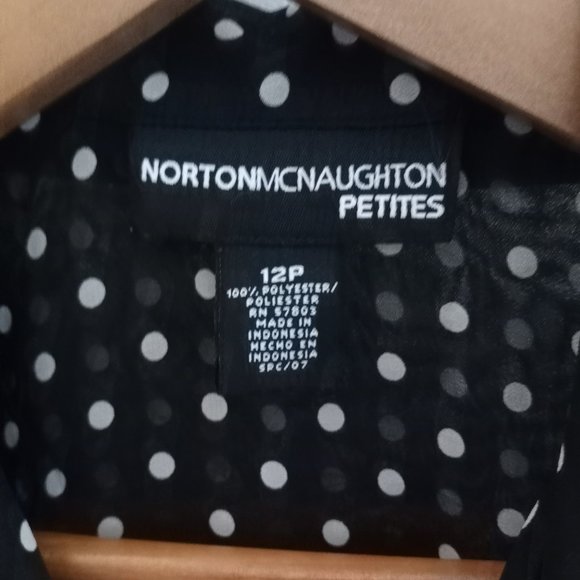 'NORTON MCNAUGHTON PETITES Polka Dot Blouse 12P - Picture 5 of 6